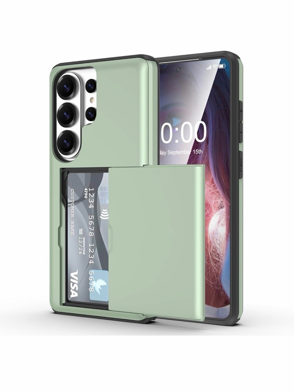 Mint Green Sliding Card Phone Case